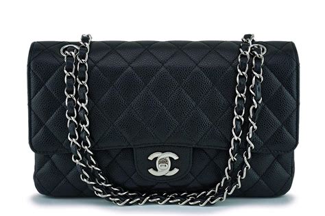 chanel caviar bag black|Chanel Black Quilted Caviar Medium Classic Double Flap Bag .